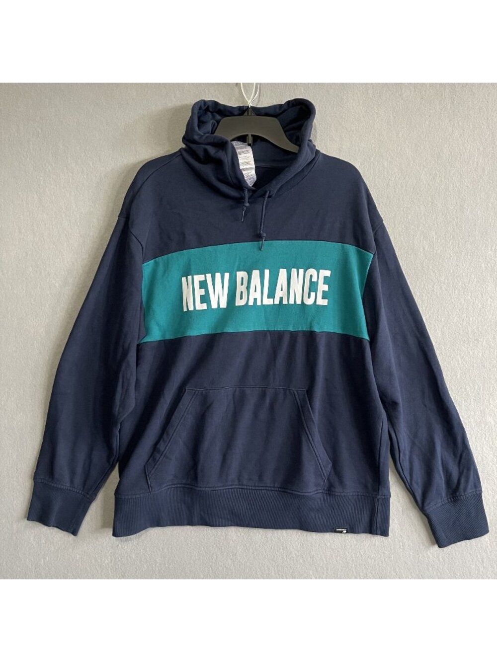 New Balance NB Sport Seasonal Hoodie Navy Blue Teal XL Mens Pullover